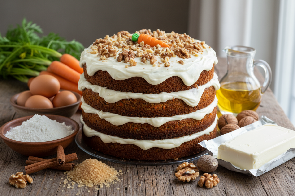 carrot cake with ingredients