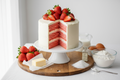 Strawberry layer cake with it's ingredients